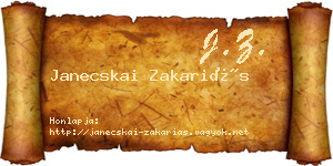 Janecskai Zakariás névjegykártya